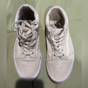 Vans Cream Canvas Lace-Up Shoes